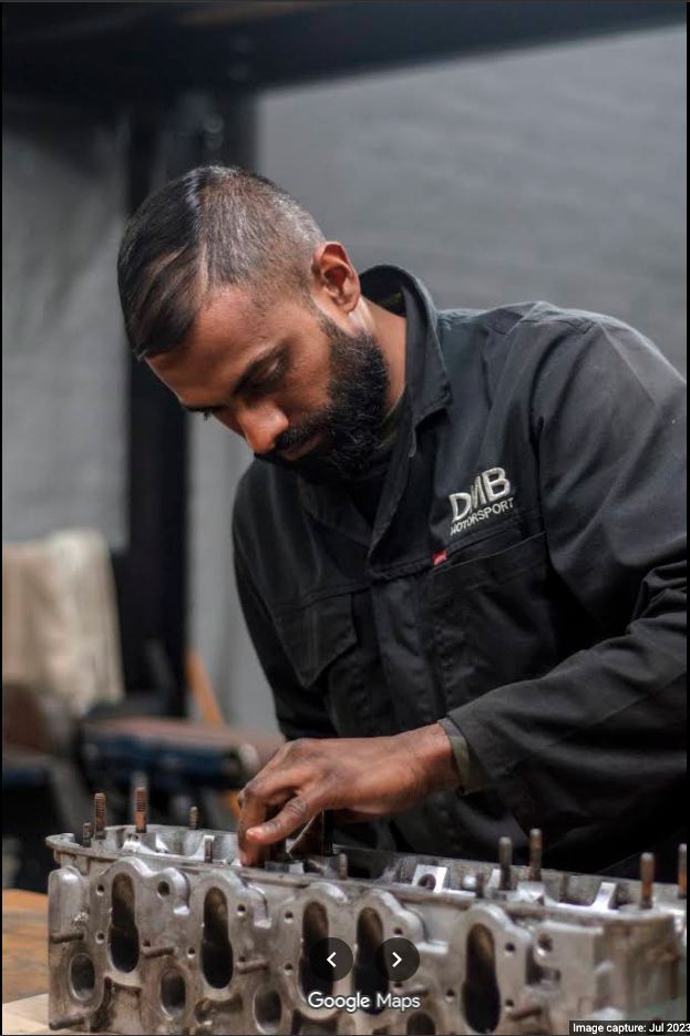 DMB Motorsport mechanic at work